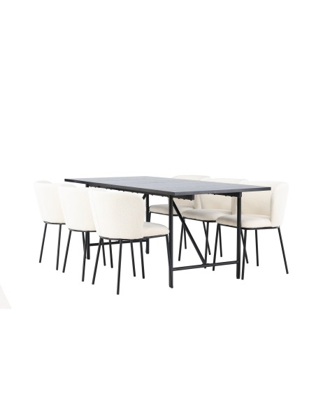 Matgrupp Astrid med Edina matstolar, 200 × 90 cm