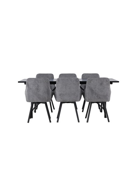 Matgrupp Astrid med Rosie matstolar, 200 × 90 cm