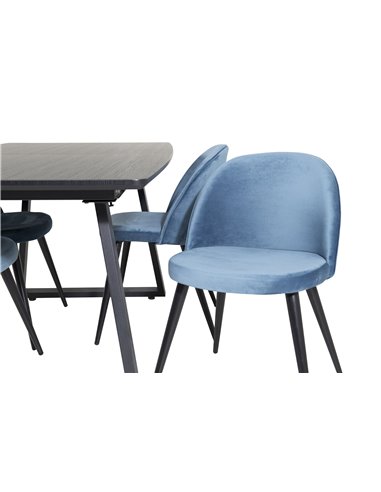 Matgrupp Inca med Velvet matstolar, 160 × 85 cm