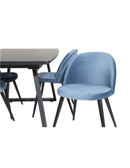 Matgrupp Inca med Velvet matstolar, 160 × 85 cm