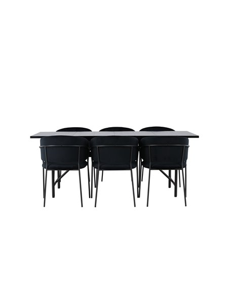 Matgrupp Astrid med Selma matstolar, 200 × 90 cm