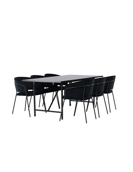 Matgrupp Astrid med Selma matstolar, 200 × 90 cm