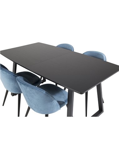 Matgrupp Inca med Velvet matstolar, 160 × 85 cm