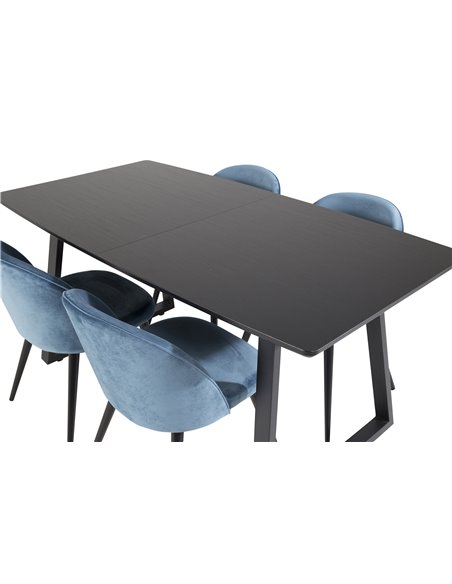 Matgrupp Inca med Velvet matstolar, 160 × 85 cm