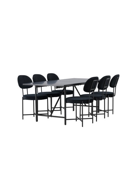 Matgrupp Astrid med Stella matstolar, 200 × 90 cm