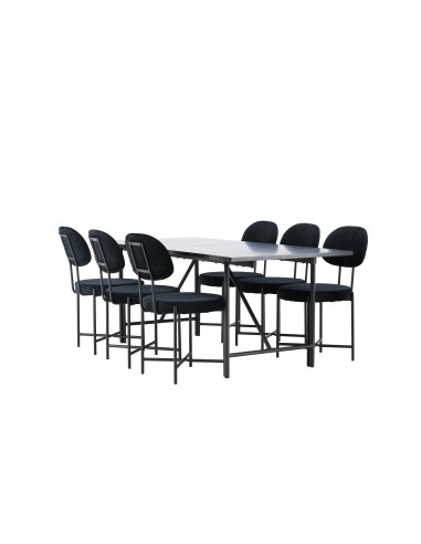 Matgrupp Astrid med Stella matstolar, 200 × 90 cm