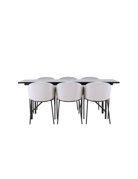 Matgrupp Astrid med Evelina matstolar, 200 × 90 cm