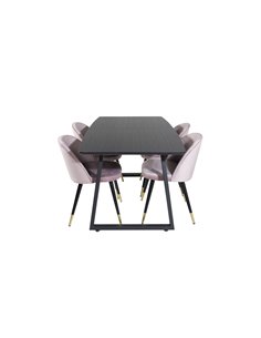 Matgrupp Inca med Velvet matstolar, 160 × 85 cm
