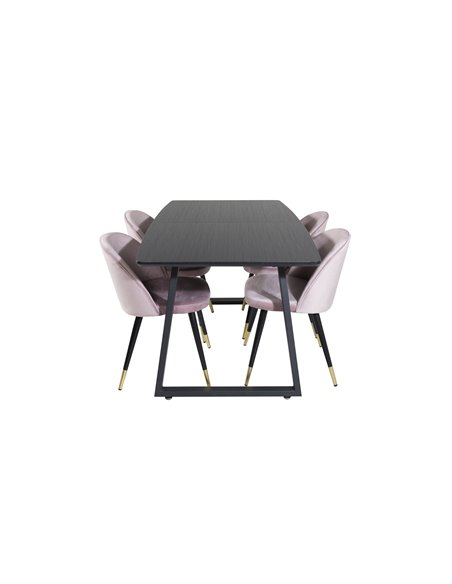 Matgrupp Inca med Velvet matstolar, 160 × 85 cm