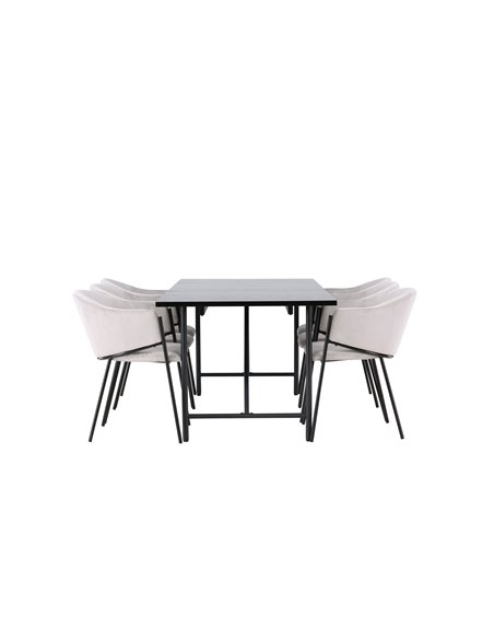 Matgrupp Astrid med Evelina matstolar, 200 × 90 cm