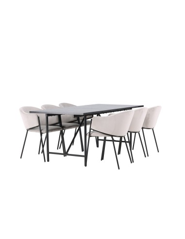 Matgrupp Astrid med Evelina matstolar, 200 × 90 cm