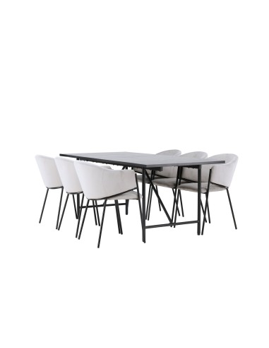 Matgrupp Astrid med Evelina matstolar, 200 × 90 cm