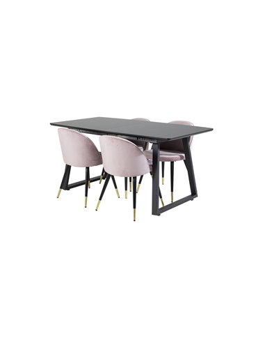 Matgrupp Inca med Velvet matstolar, 160 × 85 cm