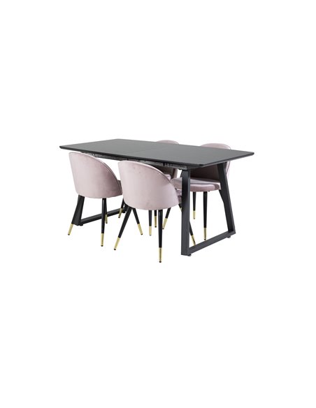 Matgrupp Inca med Velvet matstolar, 160 × 85 cm